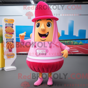 Roze friet mascottekostuum...