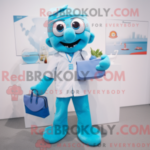 Cyan Doctor mascot costume...