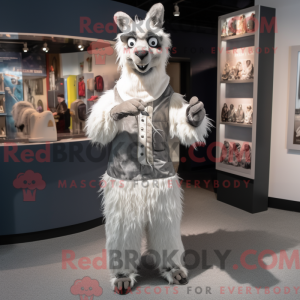 Silver Llama mascot costume...