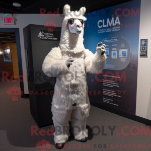 Silver Llama mascot costume...