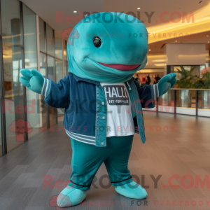 Teal Humpback Whale mascot...