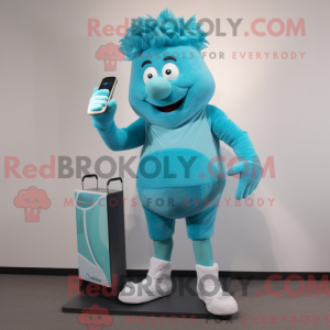 Cyan Phone maskot kostyme...