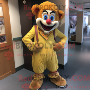 Gold Clown mascot costume...