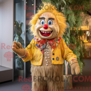 Gold Clown mascot costume...