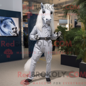Silver Horse mascot costume...