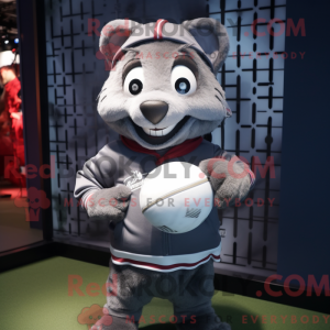 Gray Rugby Ball mascot...