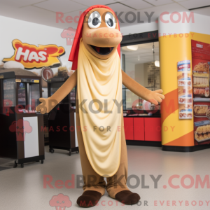 Tan Hot Dogs mascot costume...