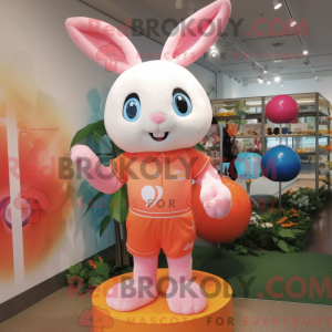Peach Rabbit Maskottchen...