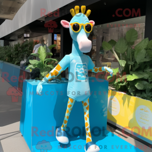 Sky Blue Giraffe maskot...