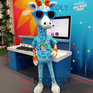 Sky Blue Giraffe mascot...