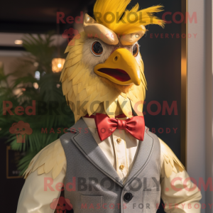 Gold Rooster maskot kostume...