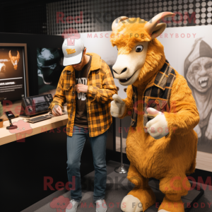 Gold Goat mascot costume...