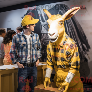 Gold Goat mascot costume...