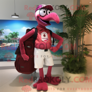 Maroon Flamingo mascot...