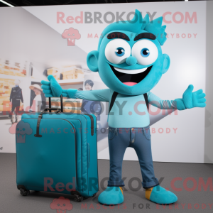 Teal Acrobat mascot costume...