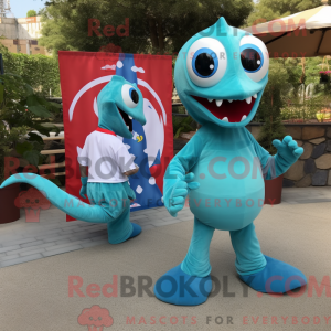 Turkis Hydra maskot kostume...