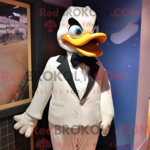 Cream Goose mascot costume...