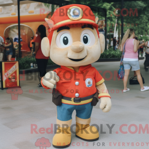 Tan Fire Fighter maskot...