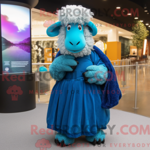 Blue Merino Sheep mascot...