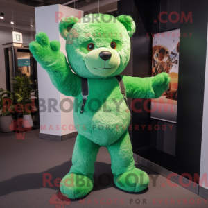 Green Teddy Bear mascot...