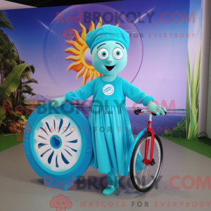 Turquoise Unicyclist mascot...
