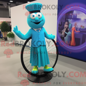Turquoise Unicyclist mascot...