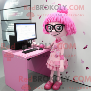 Pink Computer mascot...
