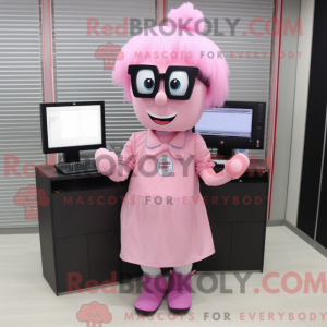 Pink computer maskot...