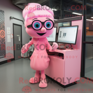 Pink computer maskot...