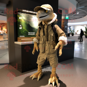 Beige Utahraptor maskot...