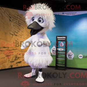 Hvid Emu maskot kostume...