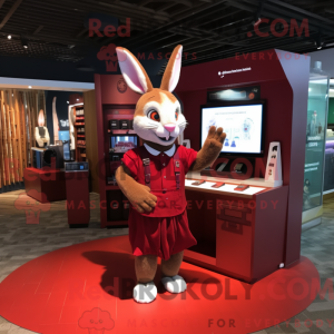 Maroon Wild Rabbit mascot...