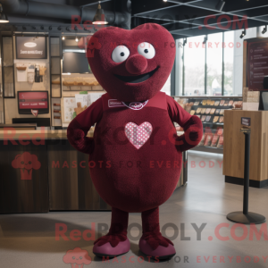 Maroon Heart maskot kostume...