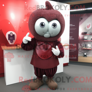 Maroon Heart mascot costume...