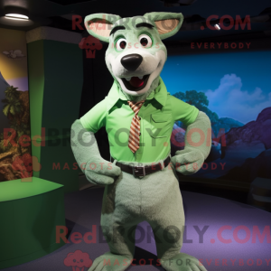 Green Dingo mascot costume...