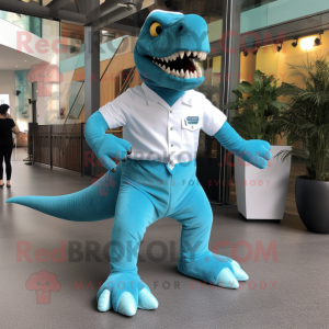 Cyan T Rex mascotte kostuum...