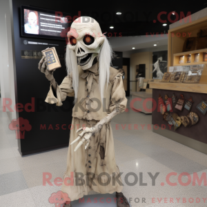 Beige Undead mascot costume...