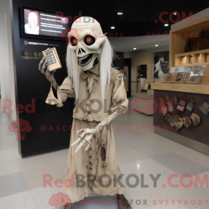 Beige Undead maskot kostume...