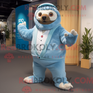 Sky Blue Giant Sloth mascot...