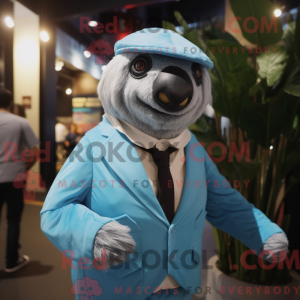 Sky Blue Giant Sloth mascot...