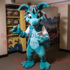 Turquoise Chupacabra mascot...