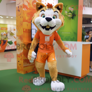 Orange Lynx maskot kostume...