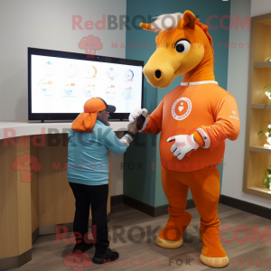 Orange Horse maskot kostume...