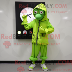 Lime Green Mime mascot...