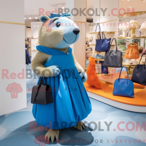Blå Capybara maskot kostume...