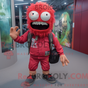 Rød Zombie maskot kostume...