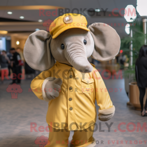 Guld elefant maskot kostume...