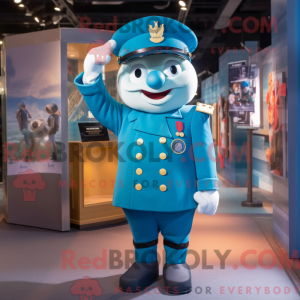 Cyan Navy Soldier maskot...