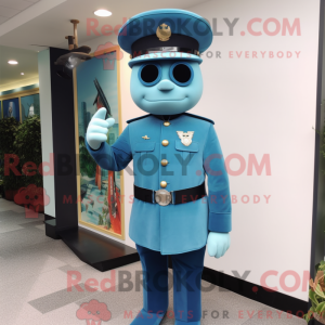 Cyan Navy Soldier maskot...