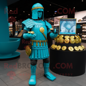 Cyan Roman Soldier mascotte...